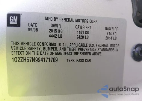 2009 Pontiac G6 Gt z USA, uszkodzony, nr VIN 1G2ZH57N994171709